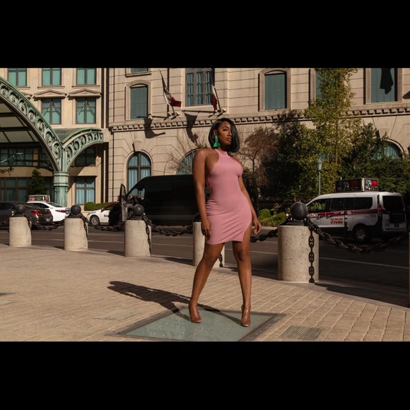 Muave Ribbed Mini Dress - Picture 2 of 3